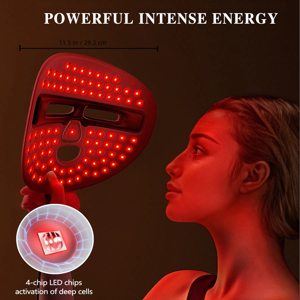 LED Red Light Therapy Face Mask — 336 LEDs, 3 Modes, Cordless