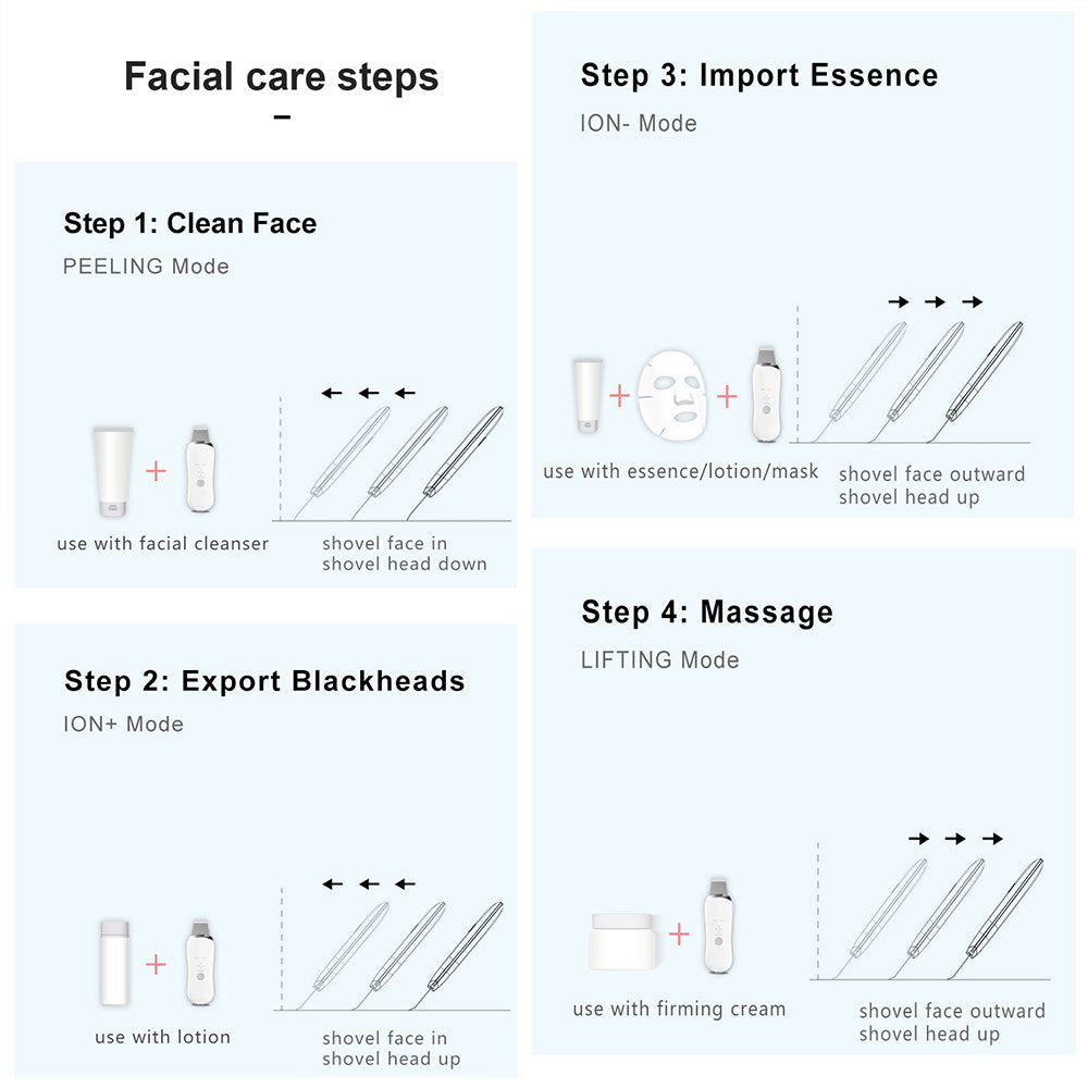 Electric Ultrasonic Skin Scrubber Face Spatula Home Ultrasonic Skin Scrubber Facial Cleaner Handheld Mini Derma Galvanica Tightening