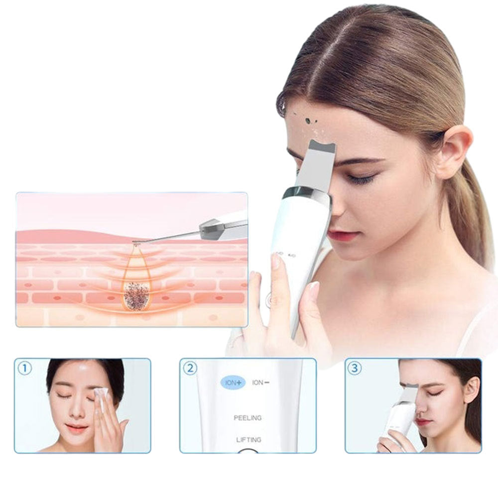 Electric Ultrasonic Skin Scrubber Face Spatula Home Ultrasonic Skin Scrubber Facial Cleaner Handheld Mini Derma Galvanica Tightening